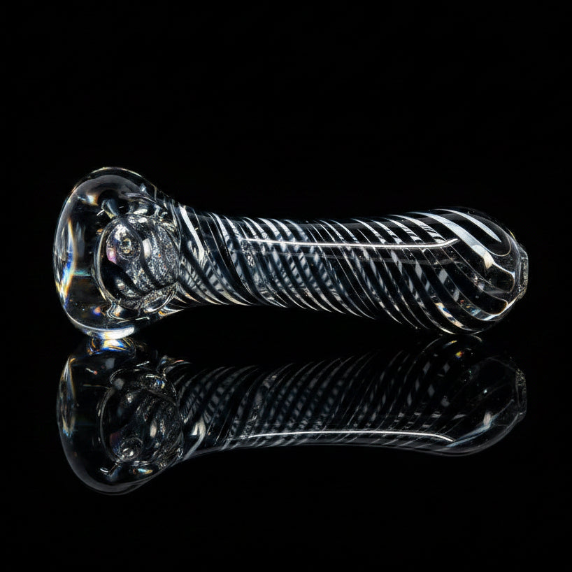 HAND PIPE | 4" Hand Pipe Color Line Swirling Art Crack Pipe