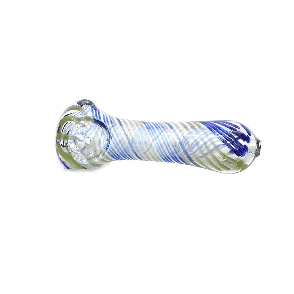 HAND PIPE | 4" Hand Pipe Color Line Swirling Art Crack Pipe