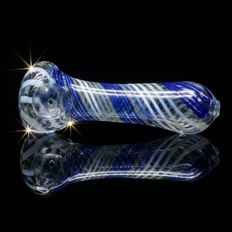 HAND PIPE | 4" Hand Pipe Color Line Swirling Art Crack Pipe