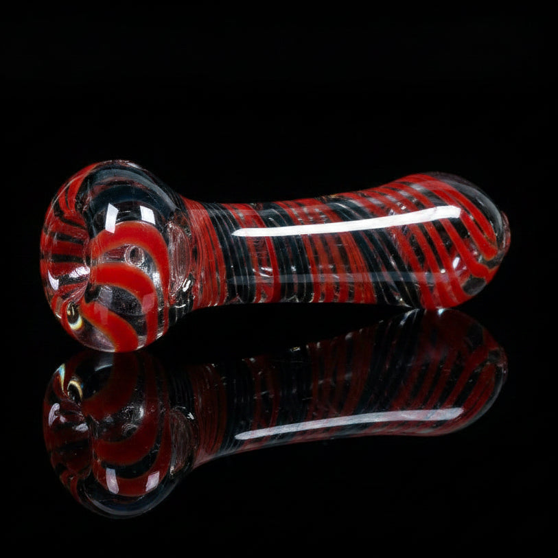 HAND PIPE | 4" Hand Pipe Color Line Swirling Art Crack Pipe