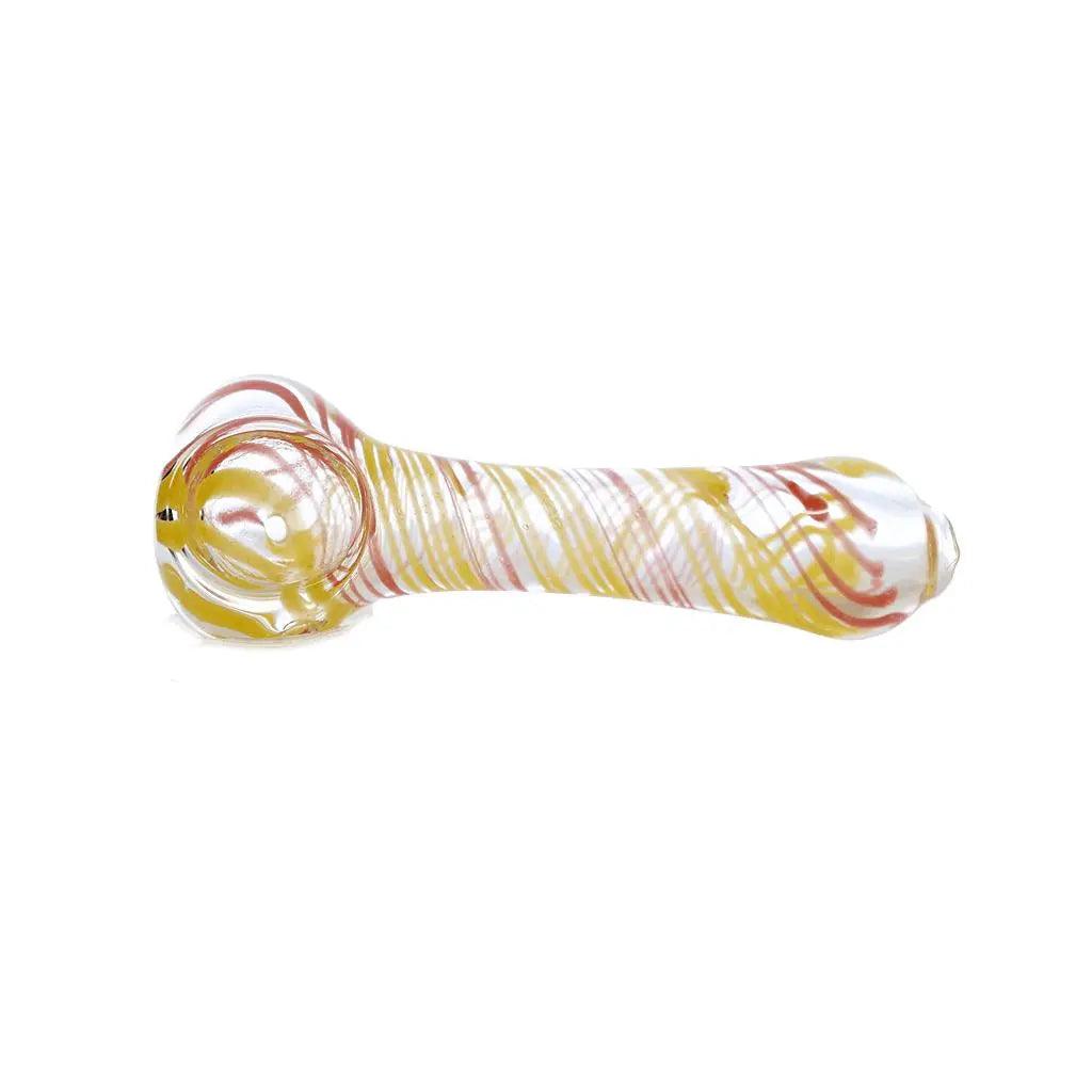 HAND PIPE | 4" Hand Pipe Color Line Swirling Art Crack Pipe