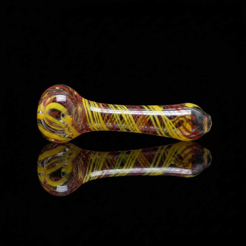 HAND PIPE | 4" Hand Pipe Color Line Swirling Art Crack Pipe