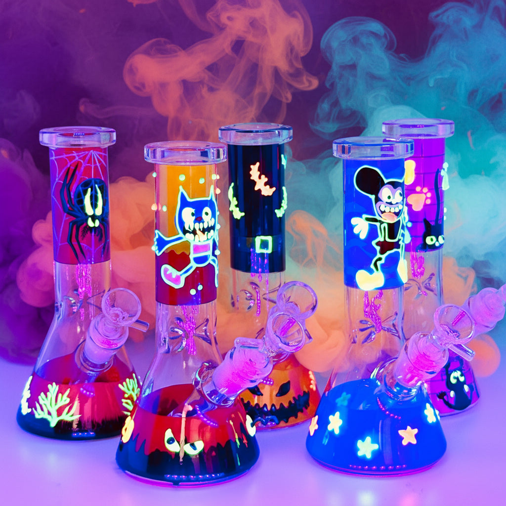 glow in the dark halloween beaker bong