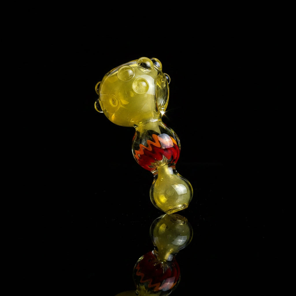 Hand Pipe - Rasta Power Golden Glass 5", vibrant Rasta colors, durable glass, portable smoking accessory.