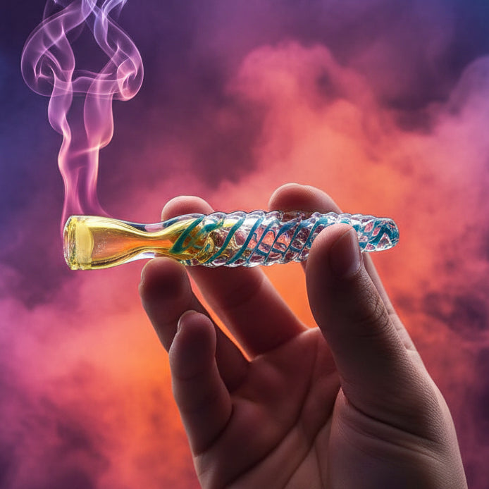 Hand Pipe | 4.5" Glass Colored Insert Twisted Handmade Pipe