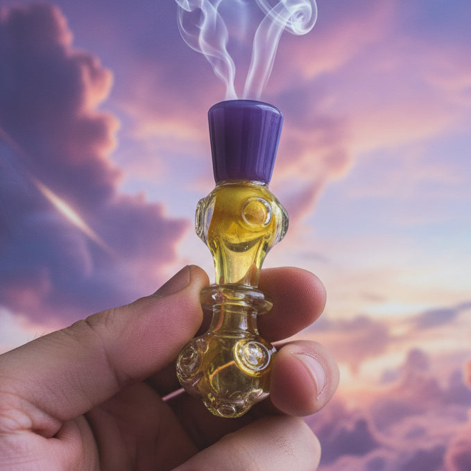 Hand Pipe | 4" Glass Colored Head Ring Handmade Pipe