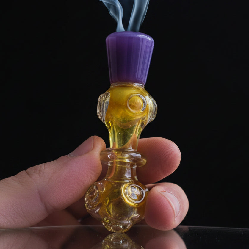 Hand Pipe | 4" Glass Colored Head Ring Handmade Pipe