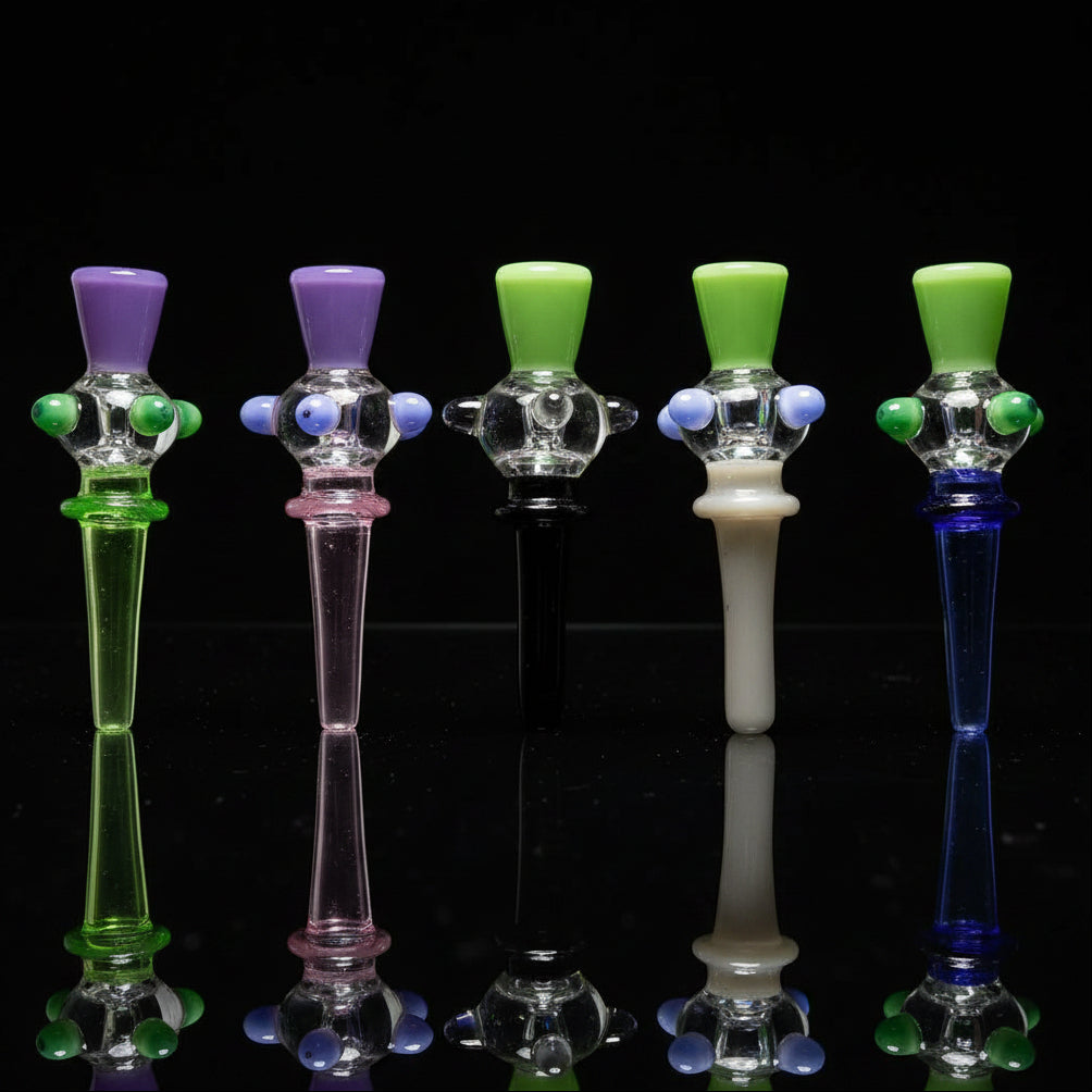 5-inch glass dot mixed-color handmade hand pipe, featuring unique designs and durable borosilicate glass construction.