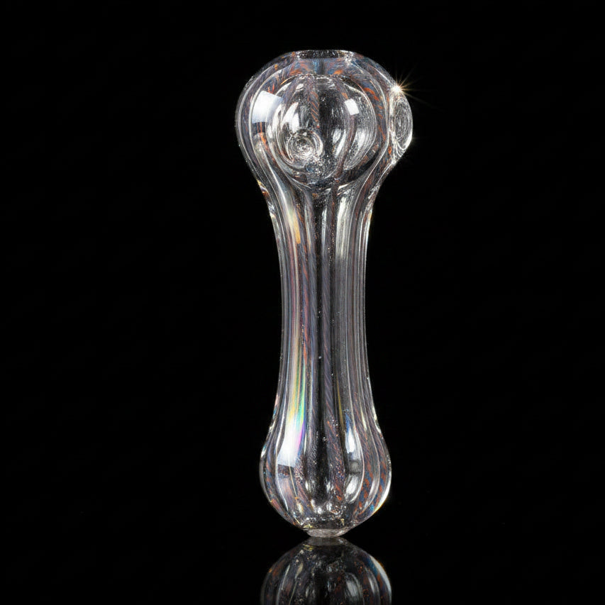 5" glass spoon hand pipe with candy cane color swirl design