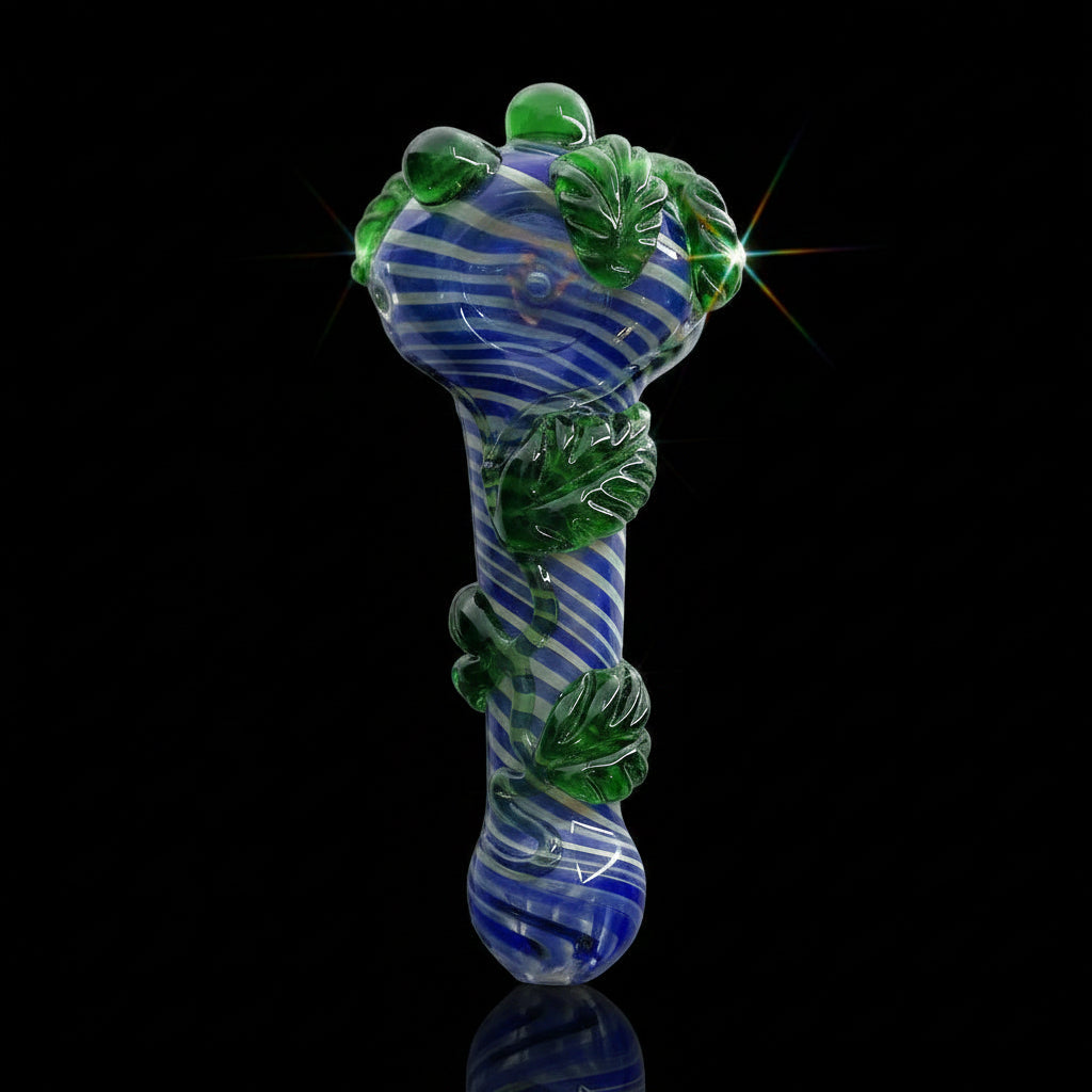 Hand Pipe | 5.5" Glass Green Leaf Spoon Handmade Pipe