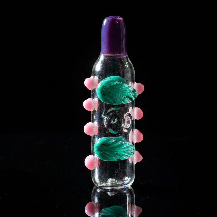 Hand Pipe | 6" Glass Leaf & Dot Round Handmade Pipe