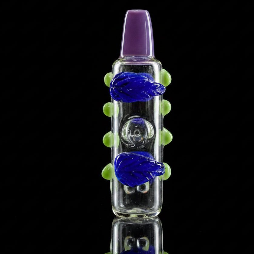 Hand Pipe | 6" Glass Leaf & Dot Round Handmade Pipe