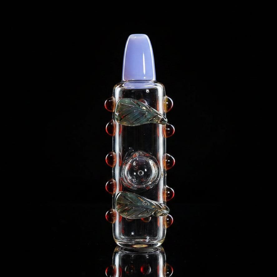 Hand Pipe | 6" Glass Leaf & Dot Round Handmade Pipe
