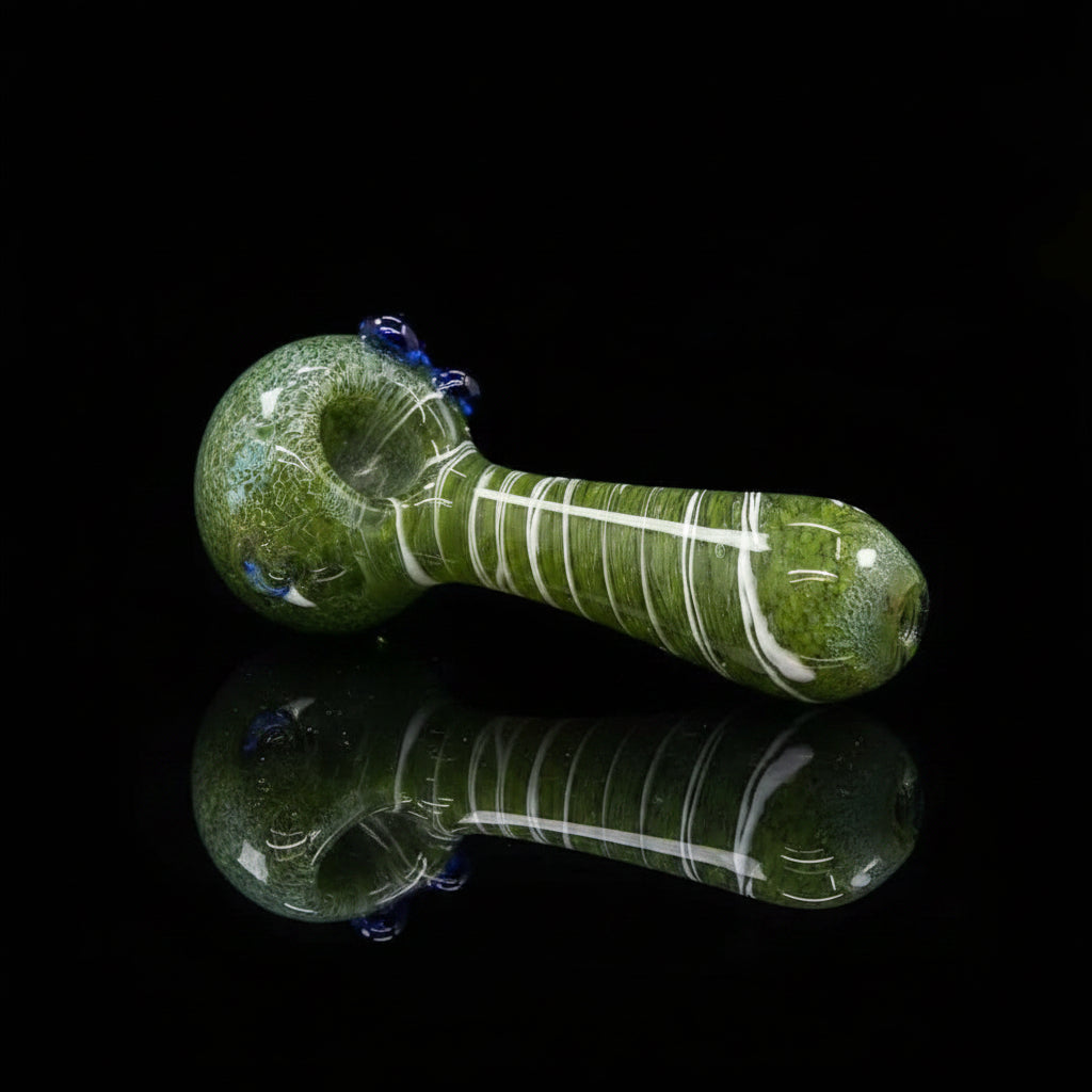 Hand Pipe | White Line mixed Round - SmokeMEGA