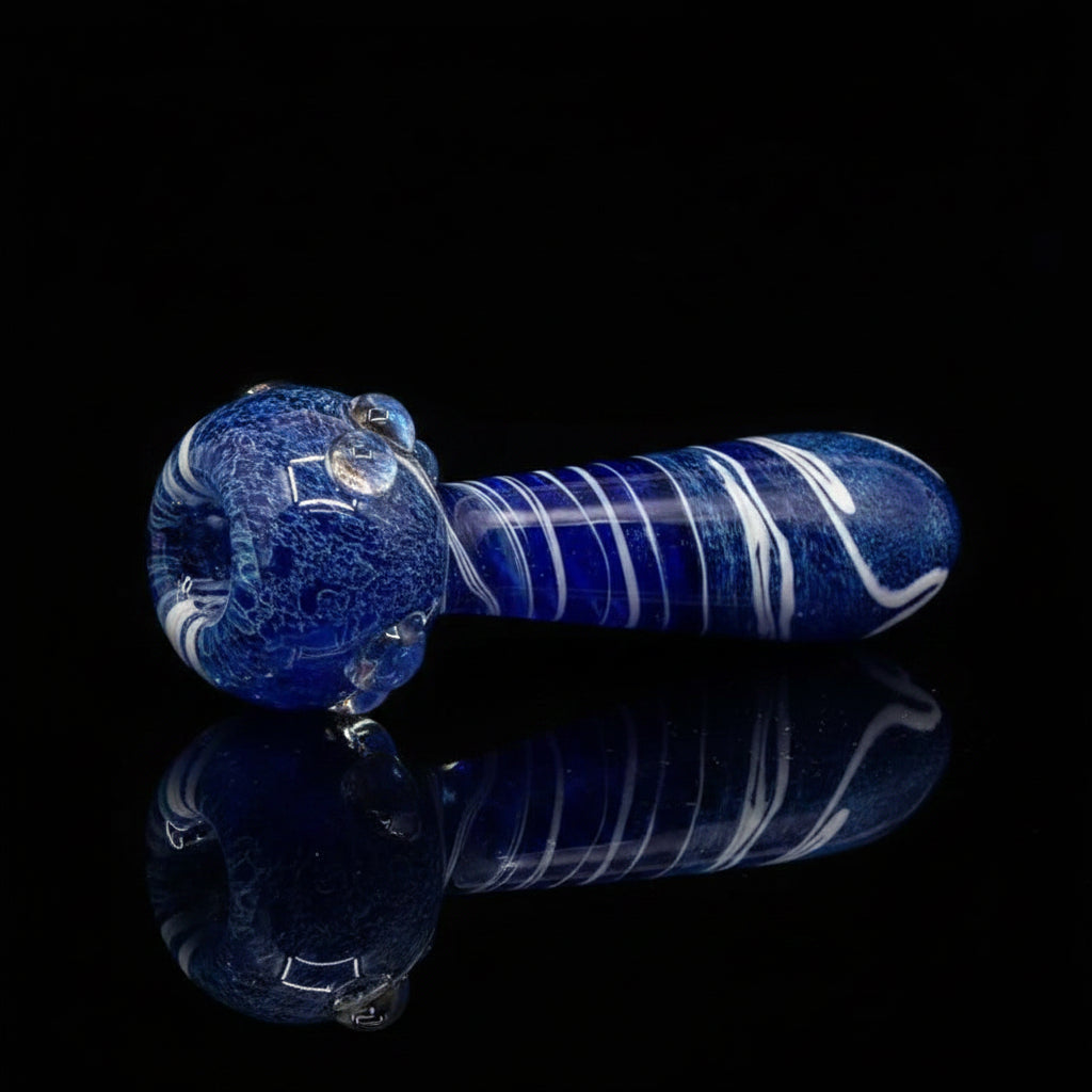 Hand Pipe | White Line mixed Round - SmokeMEGA