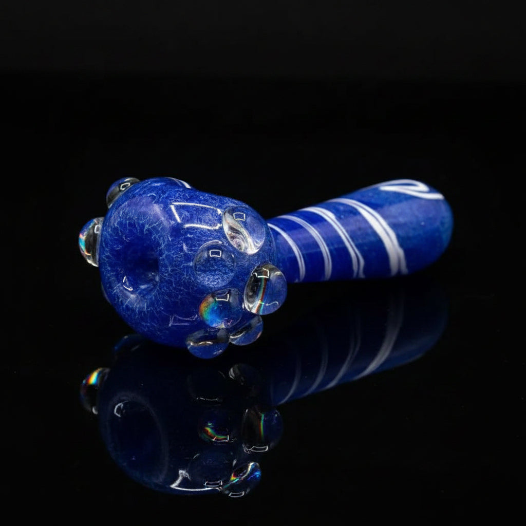 Hand Pipe | White Line mixed Round - SmokeMEGA