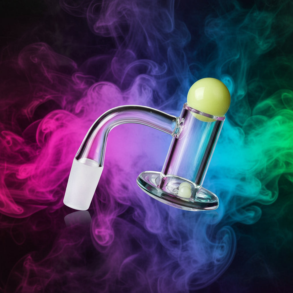 Hurricane Banger-Blender Slurper Quartz Banger w/ Marble & Terp Set - 14mm Male - SmokeMEGA