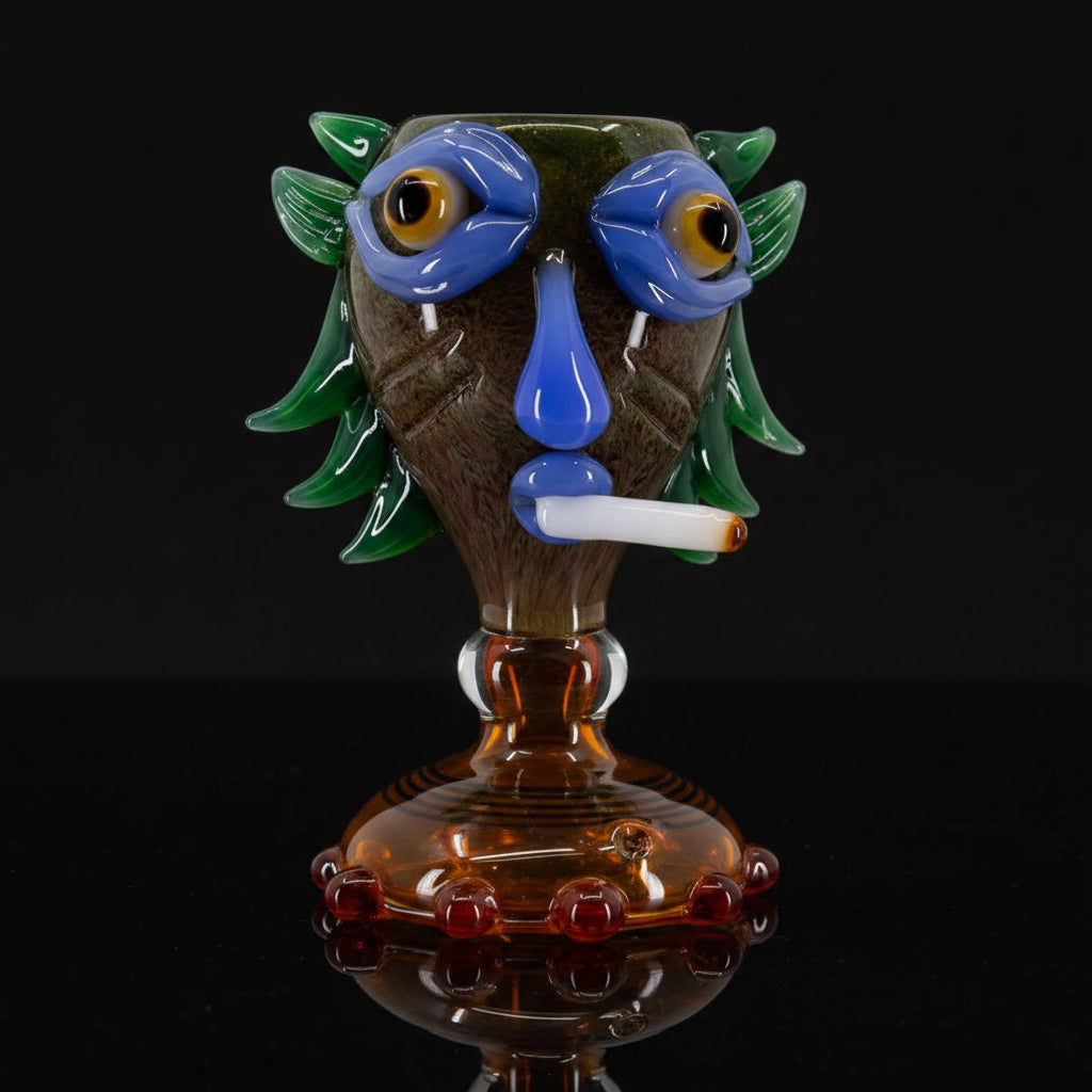 MAYAN CHARACTER WATER PIPE BONG 10" - Made By Nepal