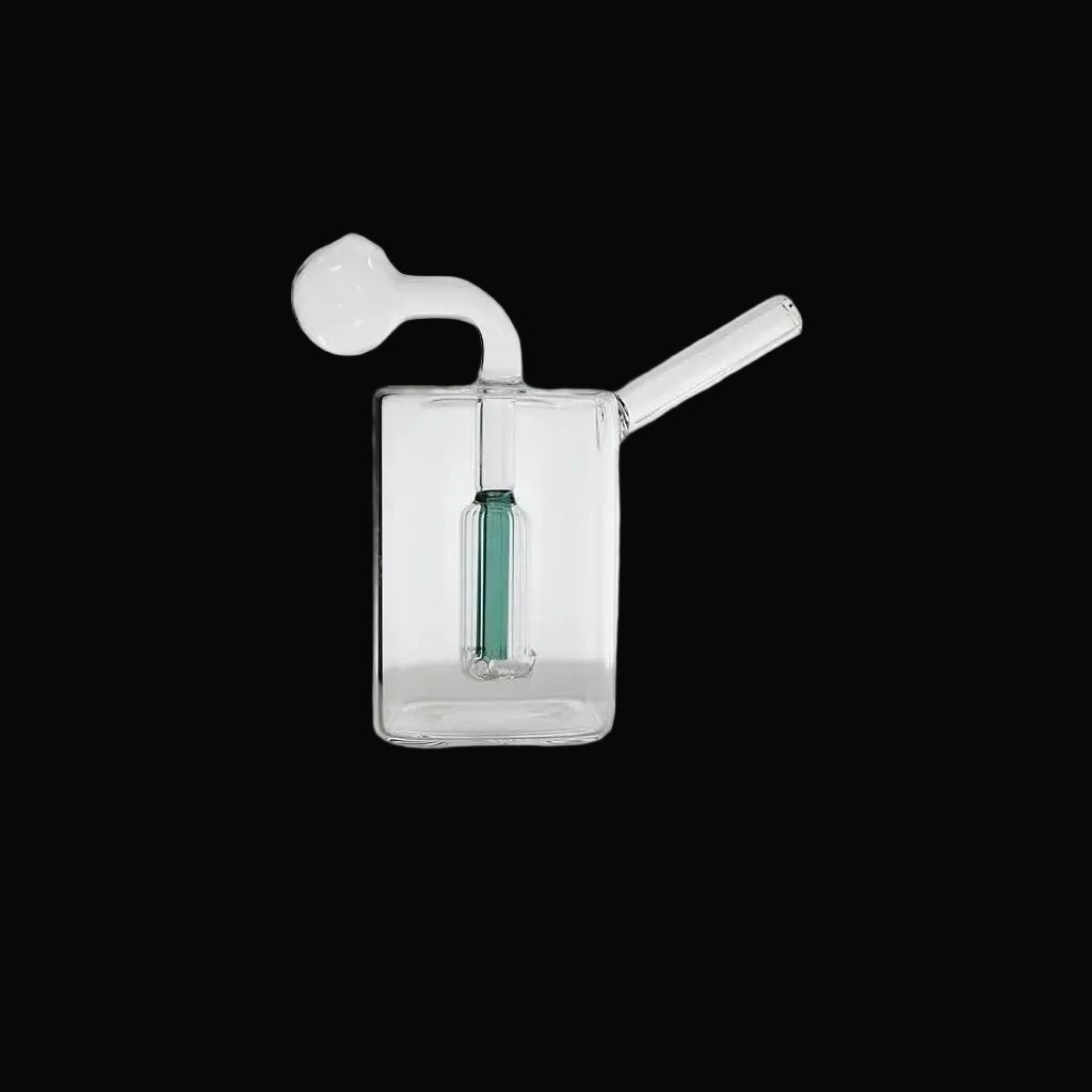 Mini Glass Oil Burner Square Bong - SmokeMEGA