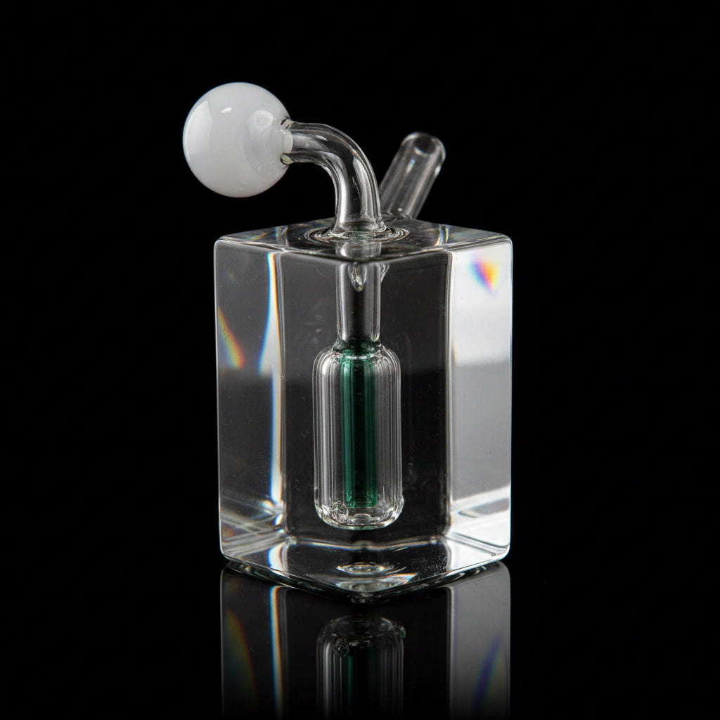 Mini Glass Oil Burner Square Bong - SmokeMEGA