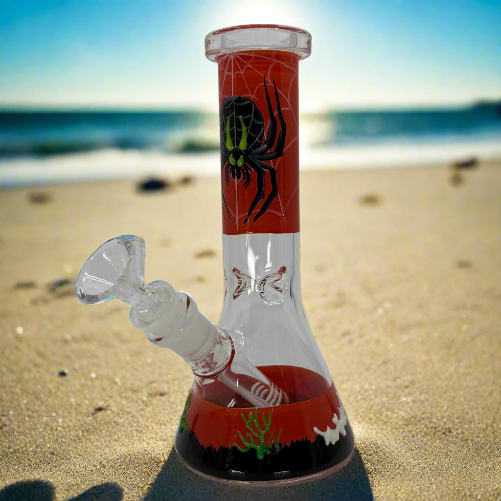NEW 8" Glow In Dark Halloween Theme Beaker Bong - with 3D ART