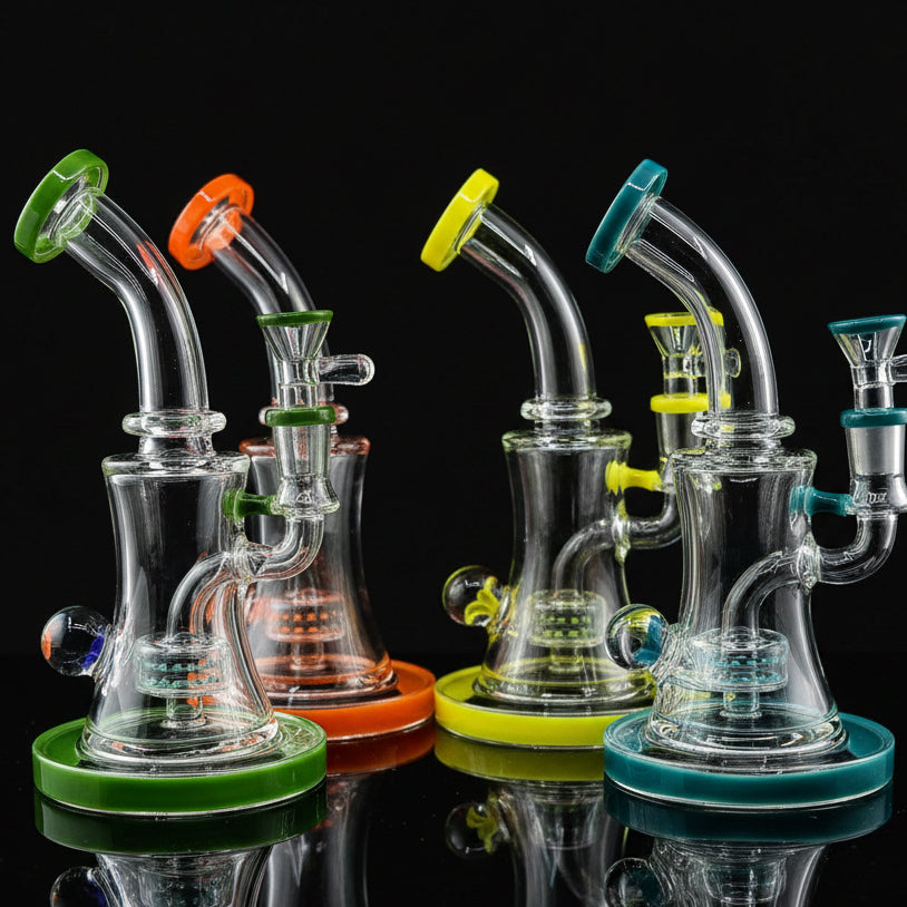 New 8.5 inch Flower Face Crystal glass Dab Rig - SmokeMEGA