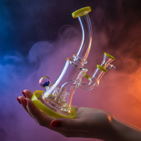 New 8.5 inch Flower Face Crystal glass Dab Rig - SmokeMEGA