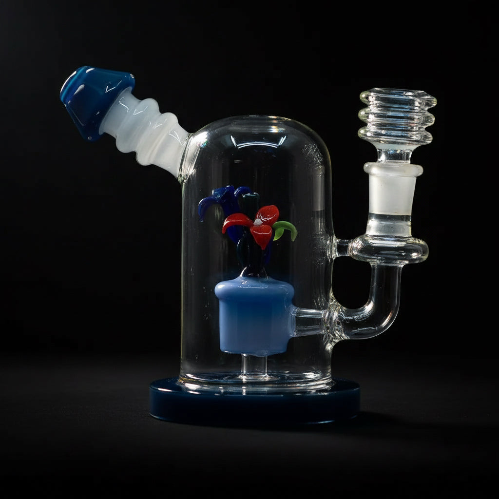 New Dark Blue Flower Art Dab Rig