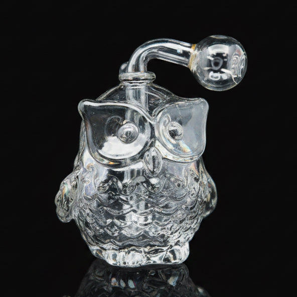 4-inch owl-themed oil rig with efficient percolation system, compact and lightweight.