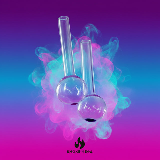 Oil Burner Blue dot head | Pyrex Glass  Pipe 4" -(12 per pack)