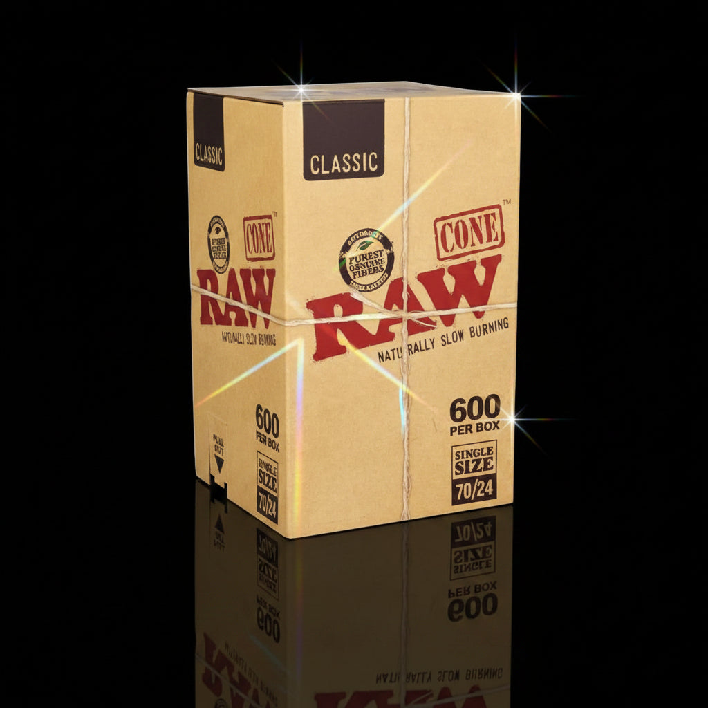 RAW CLASSIC CONES SINGLE SIZE 70/24-(600PC BOX) - SmokeMEGA