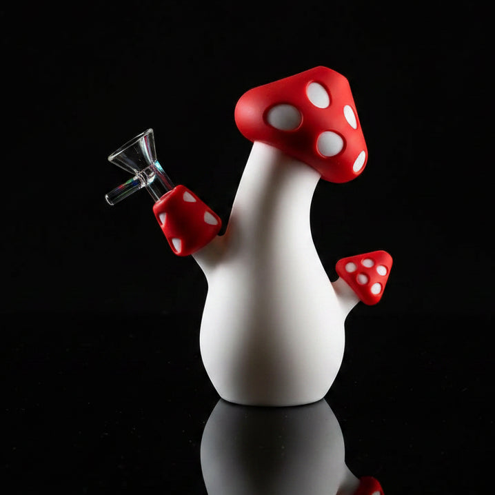 SILICONE BONG | 6.5" Silicone Mushroom Pipe With Glass Bowl