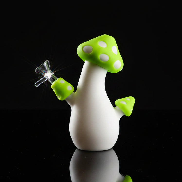 SILICONE BONG | 6.5" Silicone Mushroom Pipe With Glass Bowl
