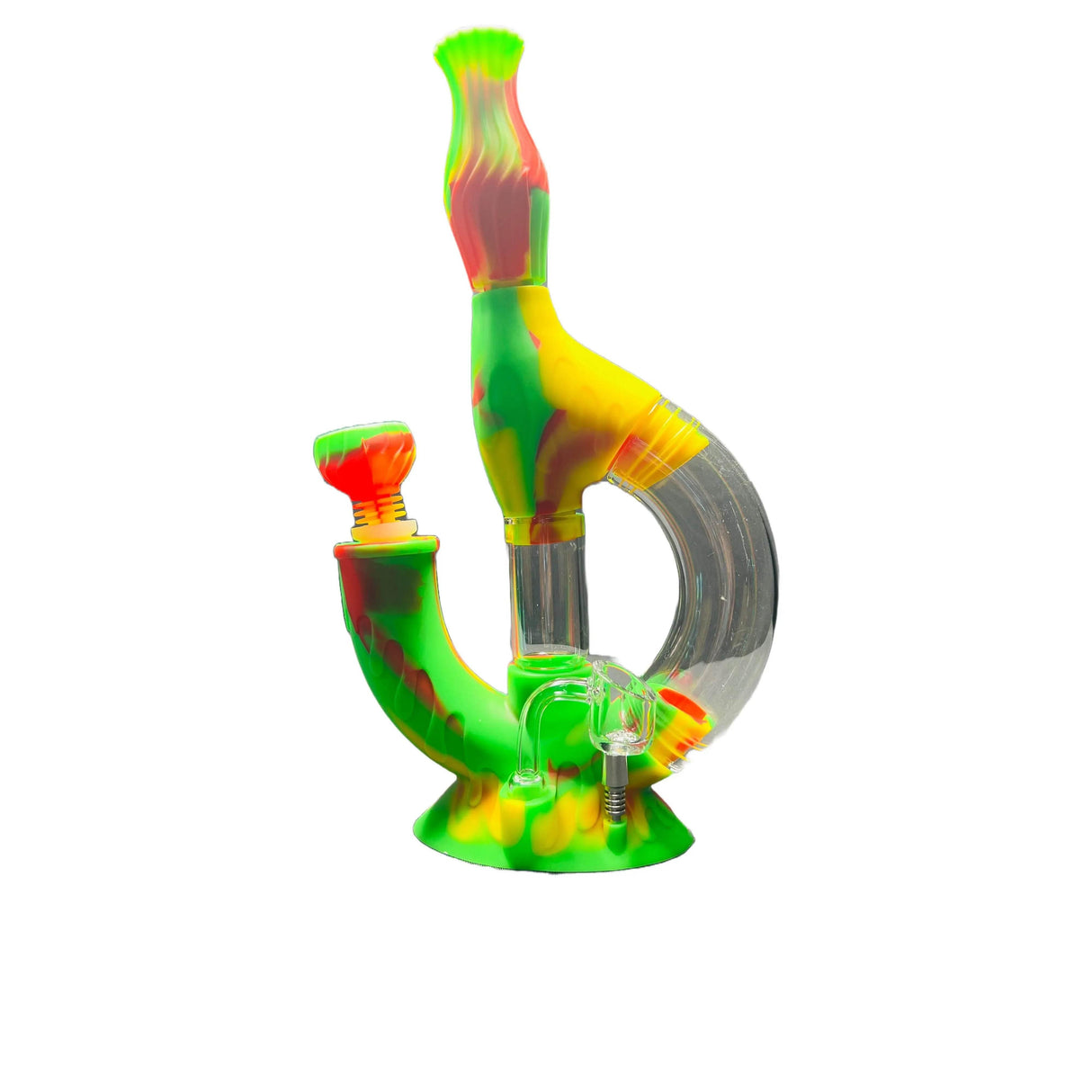 SK - 772 Ooze Echo 4-in-1 Silicone Glass Water Pipe - SmokeMEGA