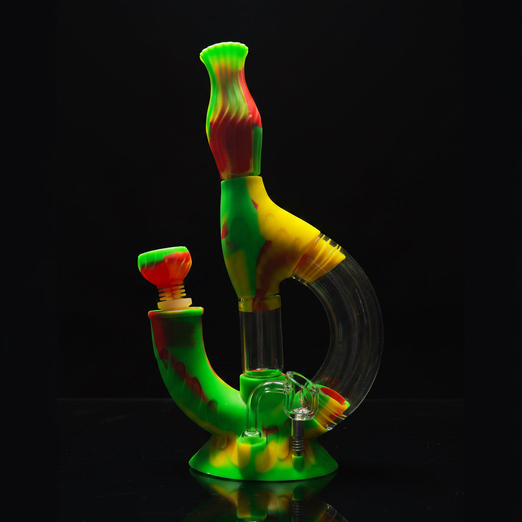SK - 772 Ooze Echo 4-in-1 Silicone Glass Water Pipe - SmokeMEGA
