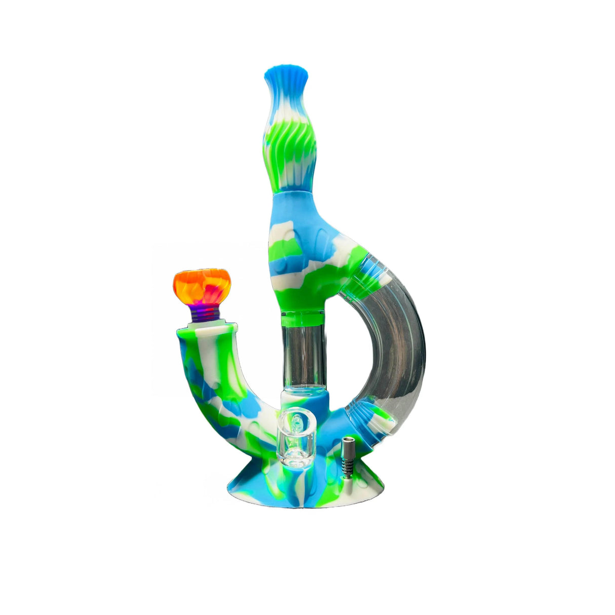 SK - 772 Ooze Echo 4-in-1 Silicone Glass Water Pipe - SmokeMEGA