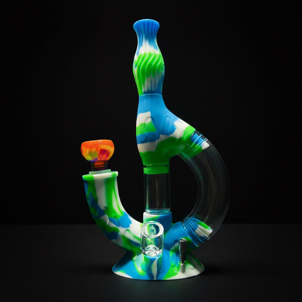 SK - 772 Ooze Echo 4-in-1 Silicone Glass Water Pipe - SmokeMEGA