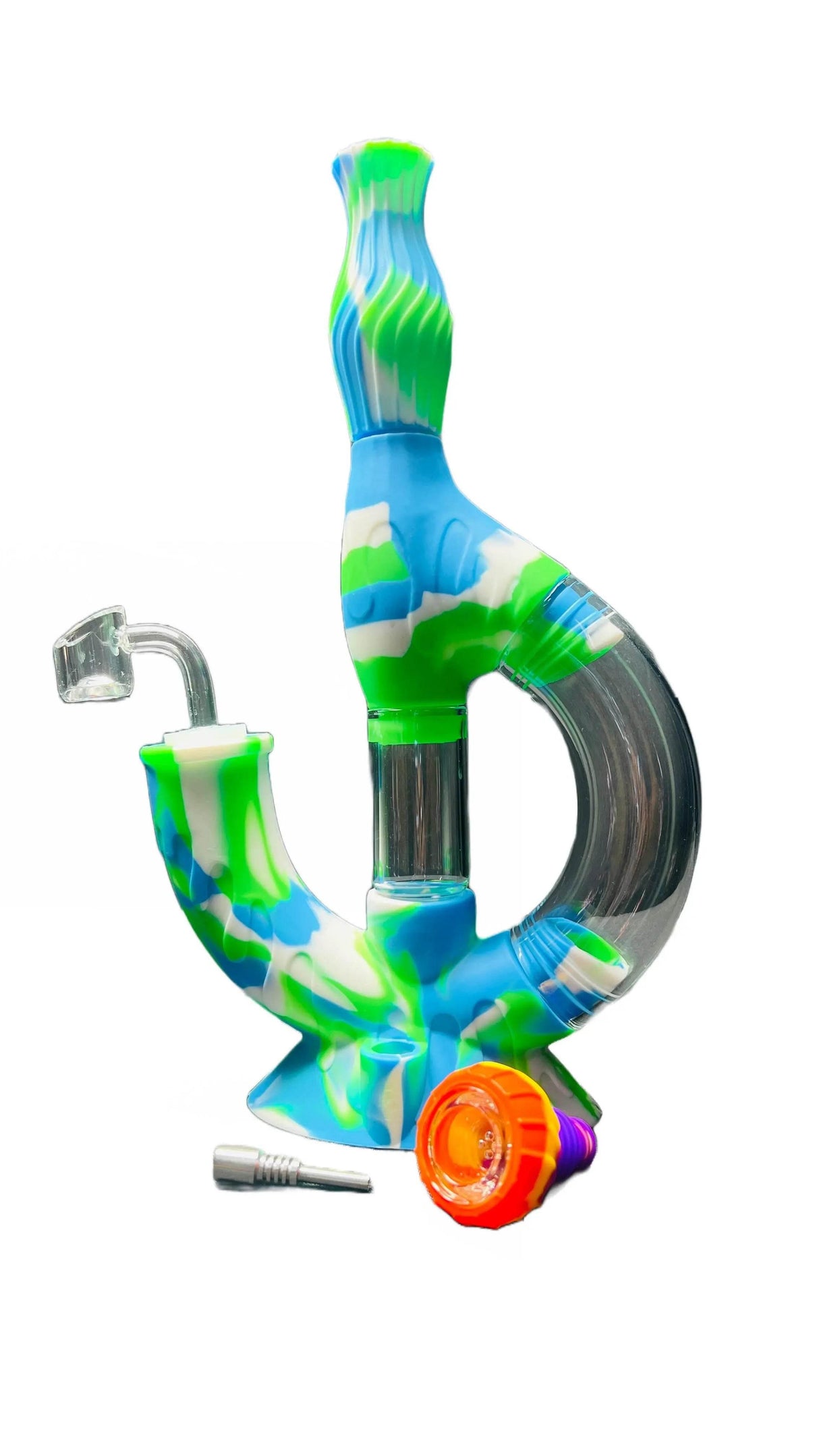 SK - 772 Ooze Echo 4-in-1 Silicone Glass Water Pipe - SmokeMEGA