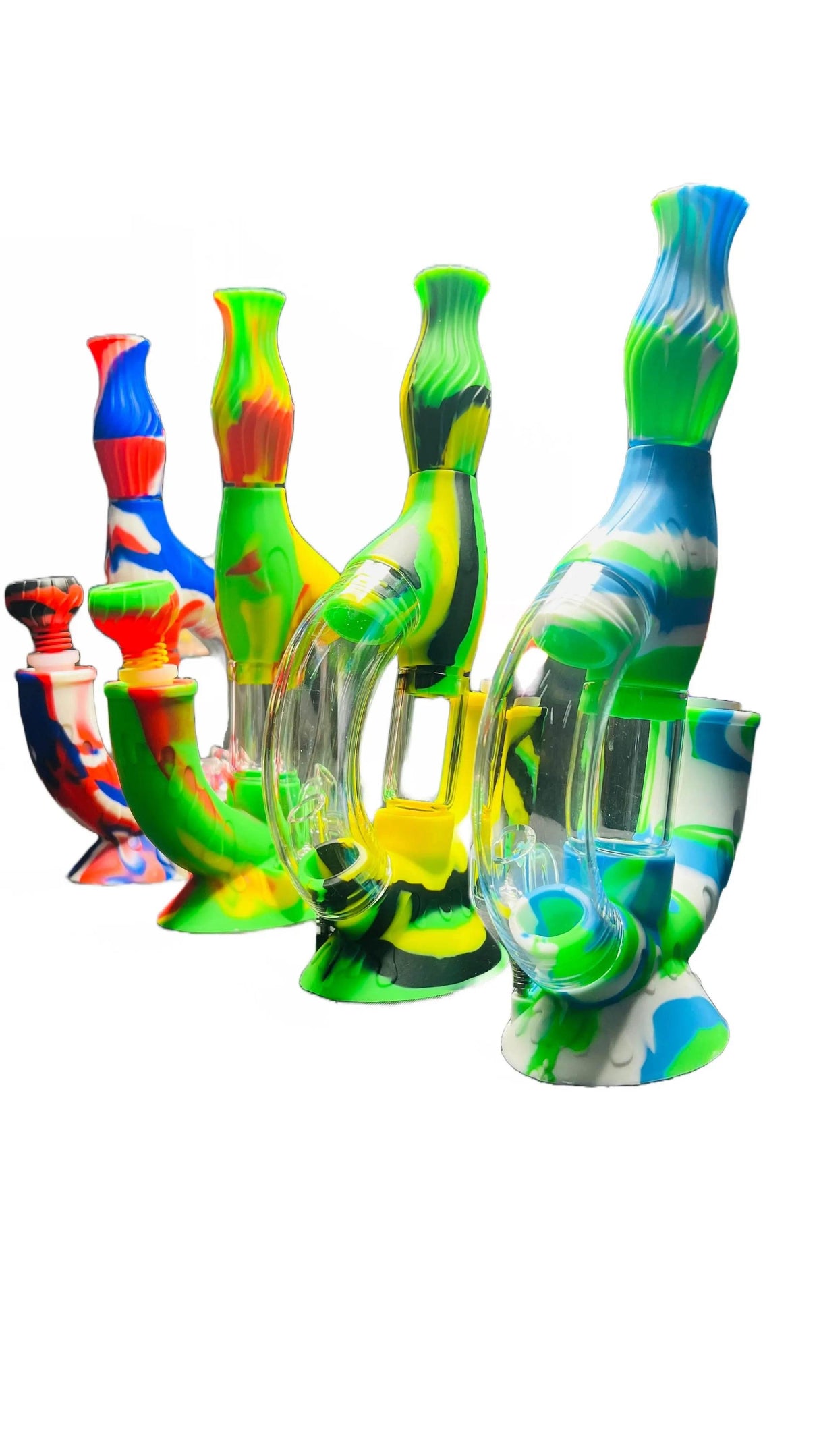SK - 772 Ooze Echo 4-in-1 Silicone Glass Water Pipe - SmokeMEGA