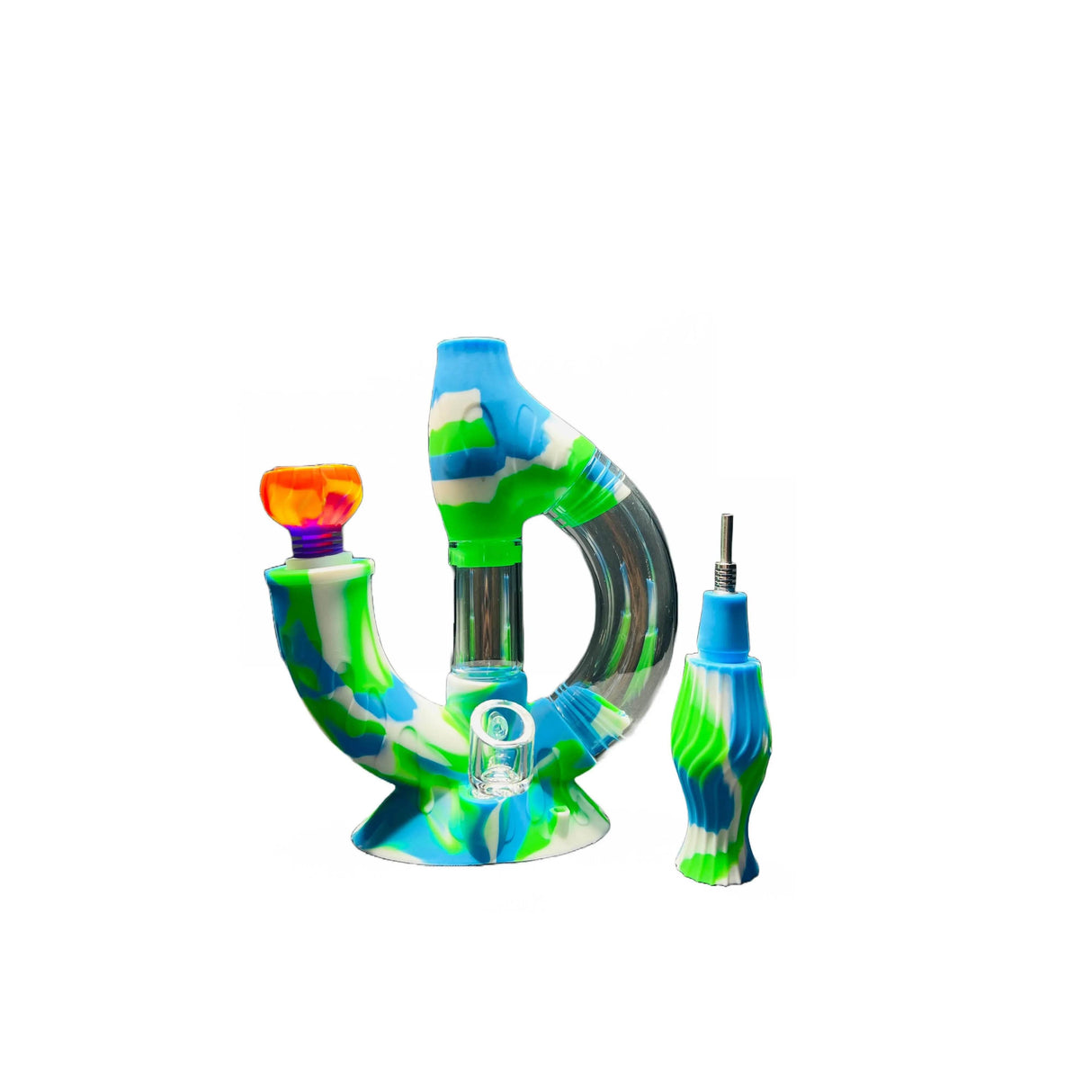 SK - 772 Ooze Echo 4-in-1 Silicone Glass Water Pipe - SmokeMEGA