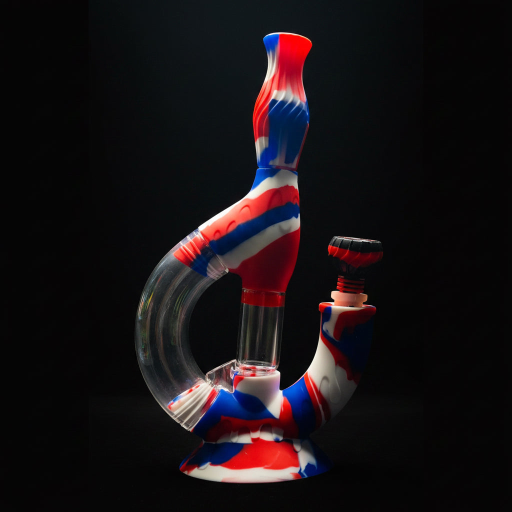 SK - 772 Ooze Echo 4-in-1 Silicone Glass Water Pipe - SmokeMEGA