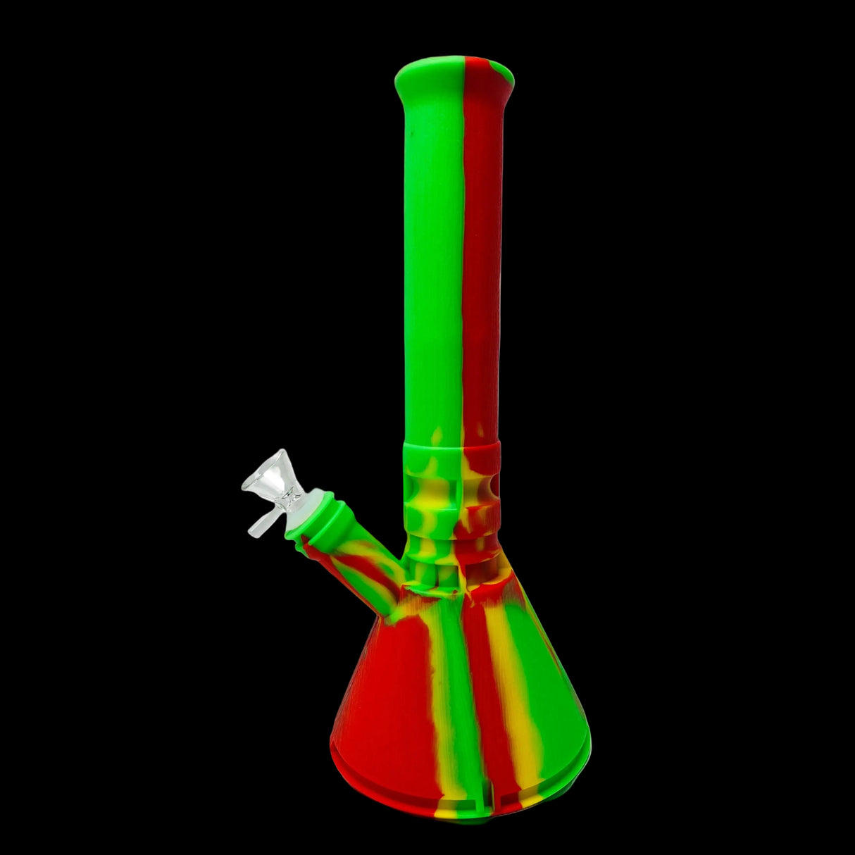 Silicone Bong- Rasta Color Silicone Water Pipe 12.5"