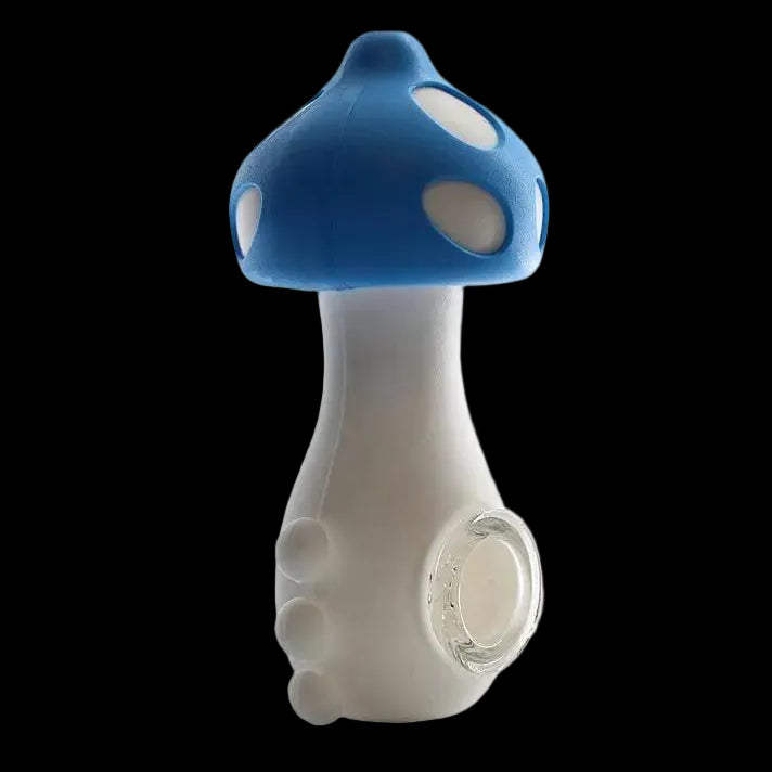4.25" silicone mushroom hand pipe, durable and portable smoking accessory, whimsical design.