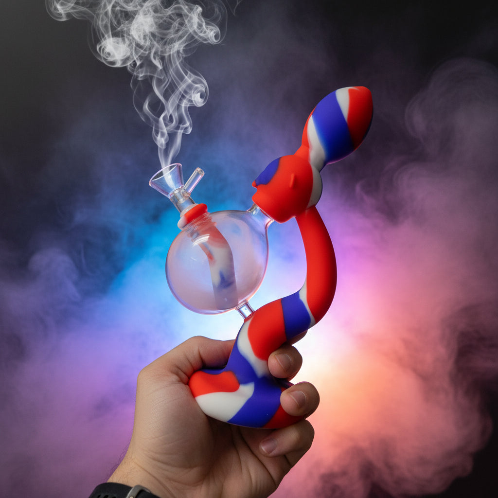 Silicone Water Pipe | 8 Inch Silicone Rasta Man Water Pipe - SmokeMEGA