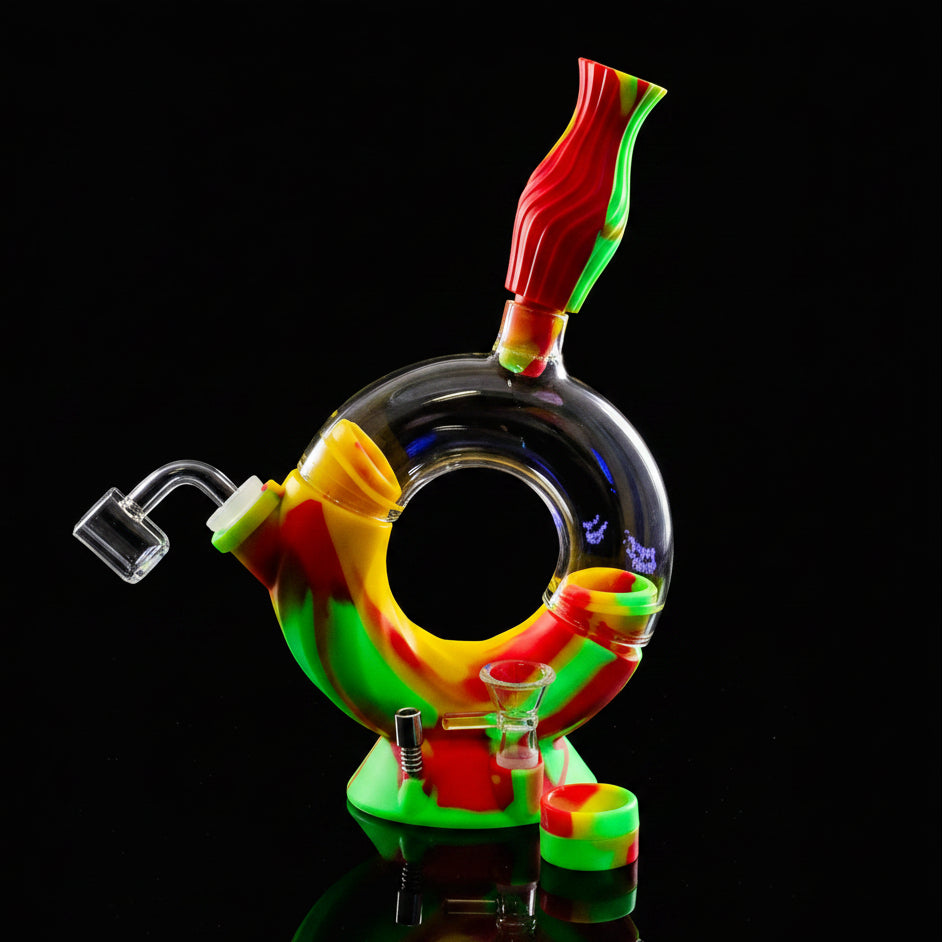 SmokeMEGA 4-in-1 Silicone Water Pipe - Versatile 11" Long with Nectar Collector