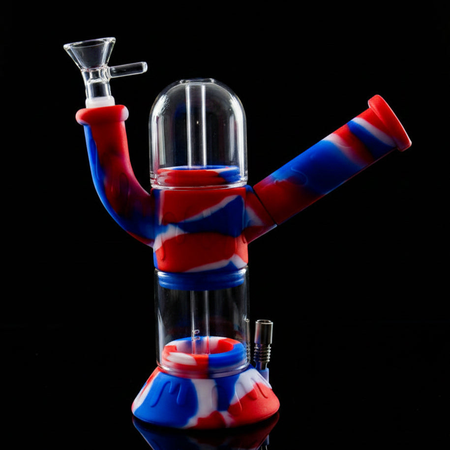 3-in-1 Silicone Water Pipe with Nectar Collector & Secret Storage