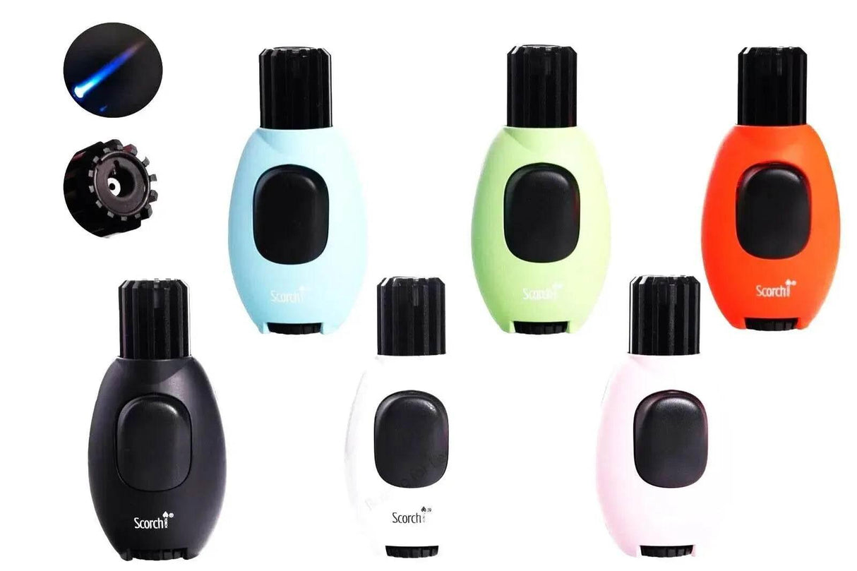 Single Flame Modern Button Butane Refillable Scorch Torch Lighter - SmokeMEGA