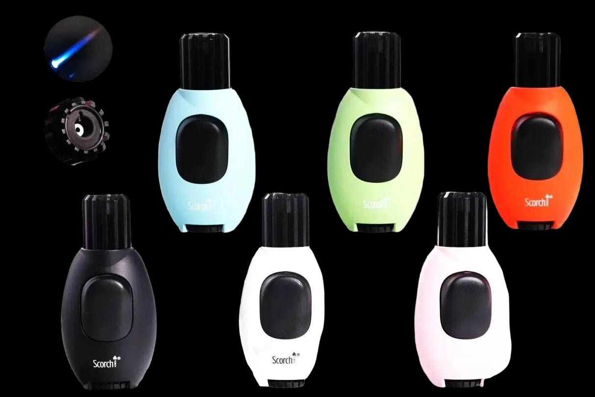 Single Flame Modern Button Butane Refillable Scorch Torch Lighter - SmokeMEGA