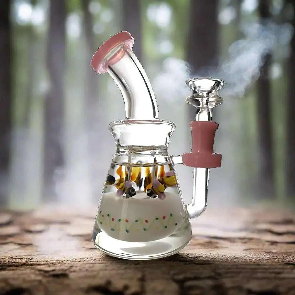 SirEEL Glycerin Nature Shower Dab Rig with assorted colors and designs, 7-inch size.