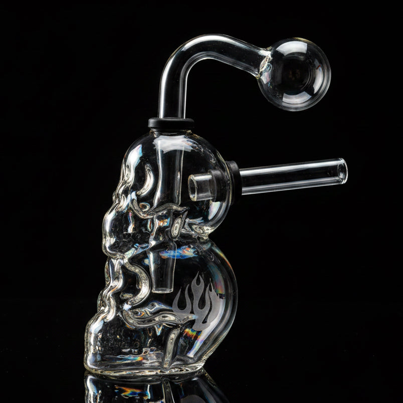 Skull Head Up Head Glass Oil Rig - SmokeMEGA